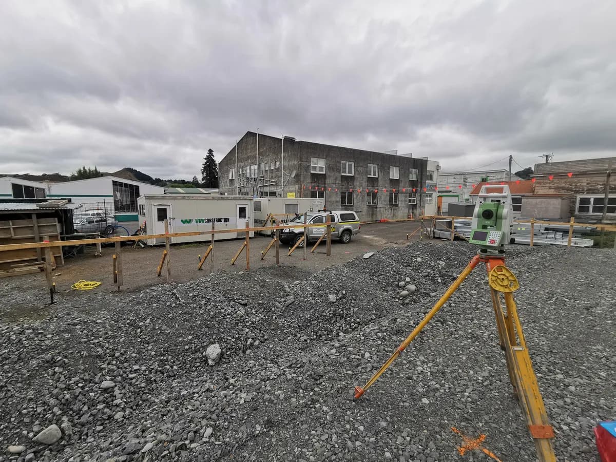 Total station survey capturing site detail on a construction project